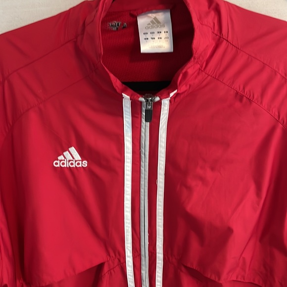 Adidas vintage red grey striped climate control windbreaker men’s size med - Picture 2 of 9